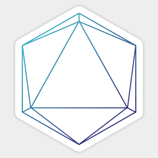 D20 Roleplaying Die Icosahedron Line-Art Blue Sticker